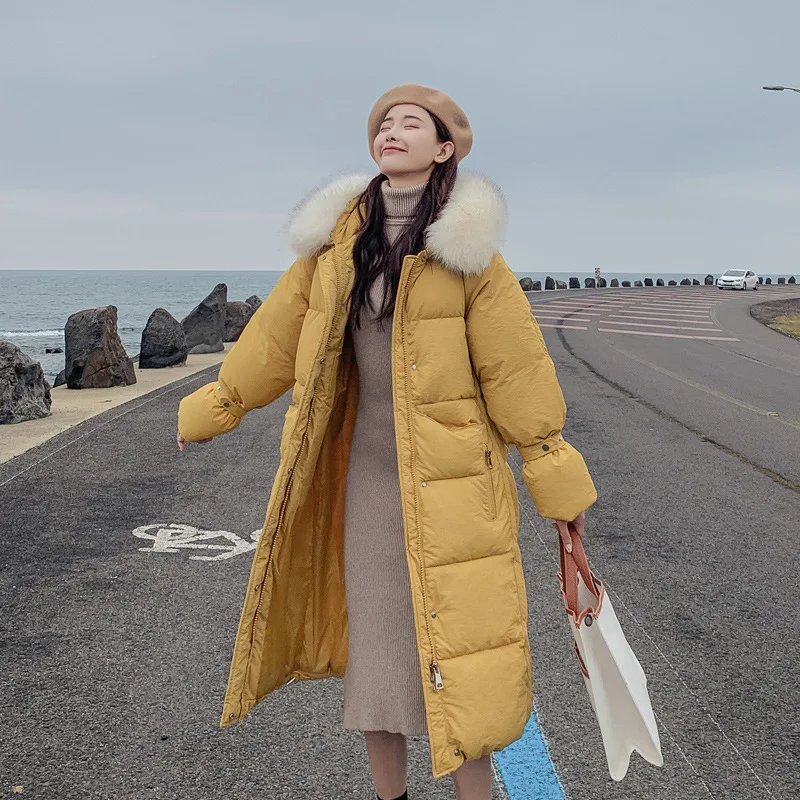 

South Korea Dongdaemun Long down Jacket Cotton-padded Clothes Women's 2019 Winter New Style Long over-the-Knee Loose-Fit Cotton-