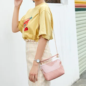 

Transparent Jelly Bag For Women Clear Shoulder Bag Mini PVC Crossbody Messenger Bag Chain Phone Purse Sac borsa donn feminina