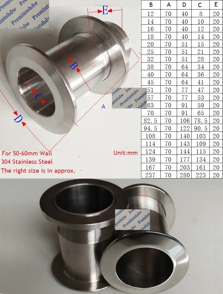 

304 Stainless Steel Wall Thru Transom Scupper Marine Boat Threaded Thru Hull Connector Scupper