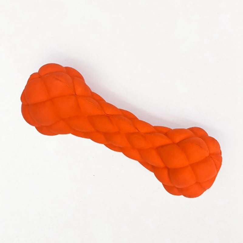 Orange dumbbell Кошка Жевательная кость игрушка для обучения чистке зубов пищалка, писклявый звук играть игрушки устойчивы к укусам Jouet Pour Chien Perro - Цвет: Orange dumbbell