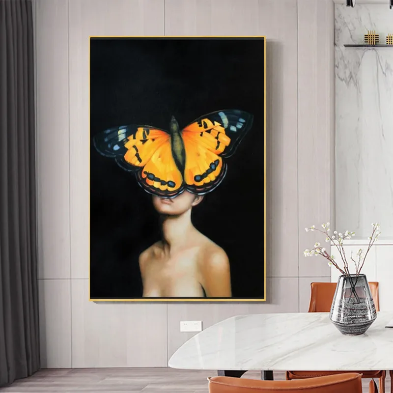 여성용 꽃 깃털 추상 캔버스 그림, 벽 아트 인쇄 포스터 그림, 장식 그림, 거실 홈 장식