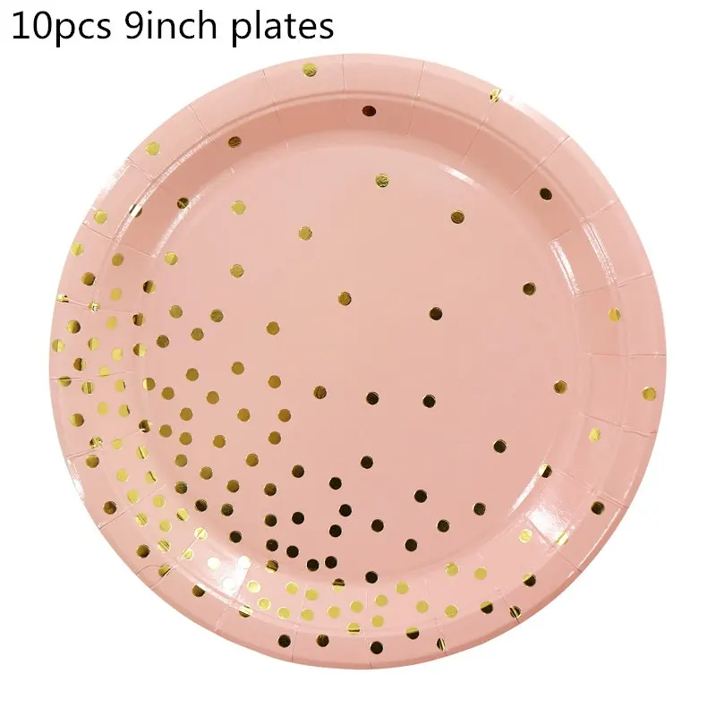 День рождения Свадебная вечеринка Декор; Цвет: розовый, золотистый; горячего тиснения Бумага полоса бумажный стаканчик, тарелка с флагами шарами для детей Baby Shower мальчик девочка подарок - Цвет: 22