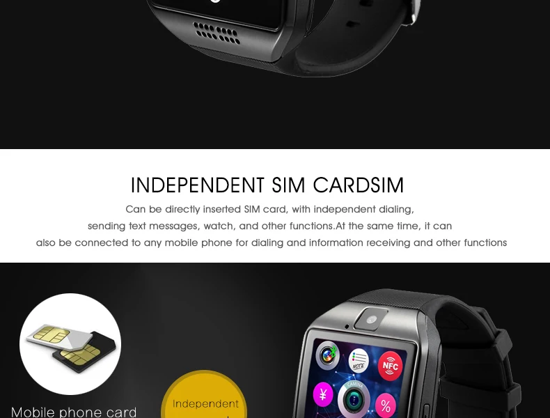 Q18 Смарт-часы мужские часы 1,54 дюймов экран SIM карта камера 500 мАч спортивная мода Фитнес бизнес Inteligente для Andriod