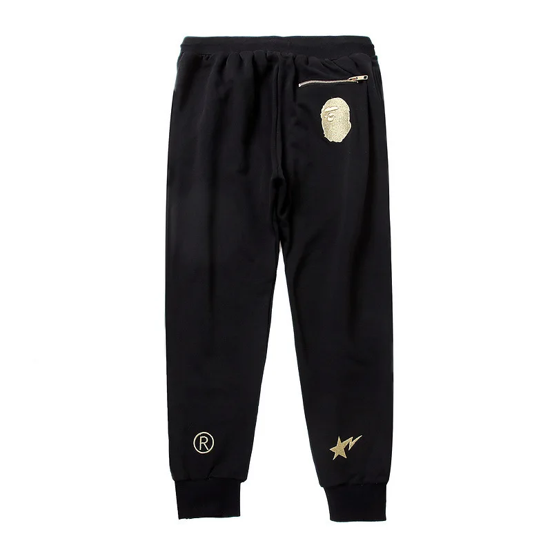 

2018 Japanese-style Popular Brand Embroidered Head Zipper New Style Beam Leg Trousers Men And Women Teenager Casual Large Size S