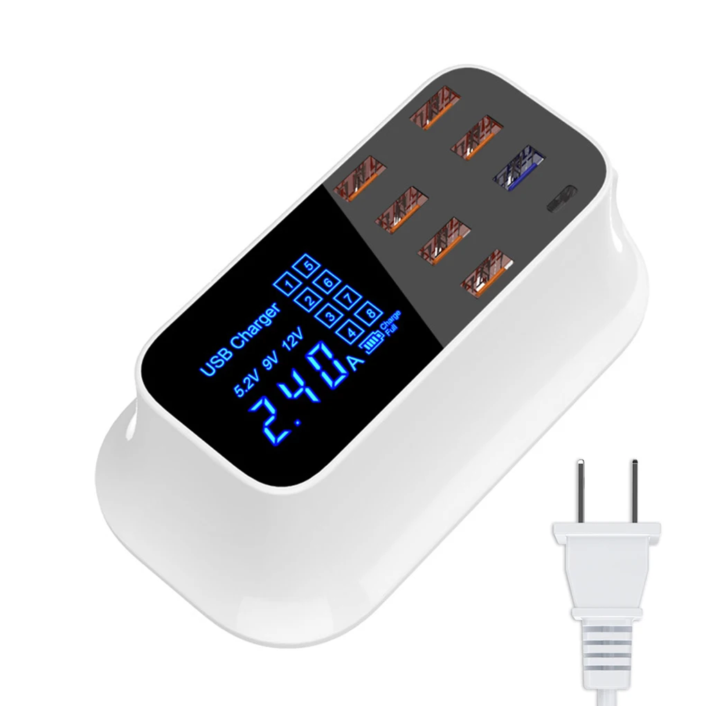 С несколькими usb-портами зарядное устройство концентратор Quick Charge 3,0 8 портов настольное многоразъемное Зарядное устройство USB станция светодиодный дисплей Быстрая зарядка - Тип штекера: США