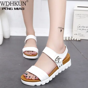 

Women sandals Shoes Leather flat Sandals Low Heel Wedges Summer women Open Toe Platform Sandalias ladies gladiator sandals