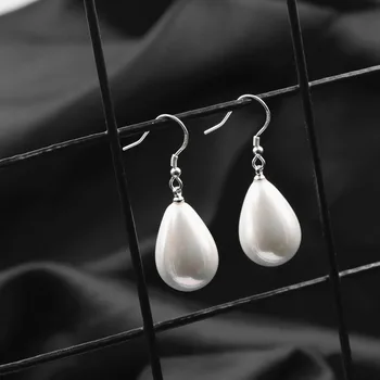 

2 Color Natural Pearl Sea Shell Earring for Women Trendy 925 Sterling Silver Hook Earrings Statement Long Big Dangle Jewelry B40