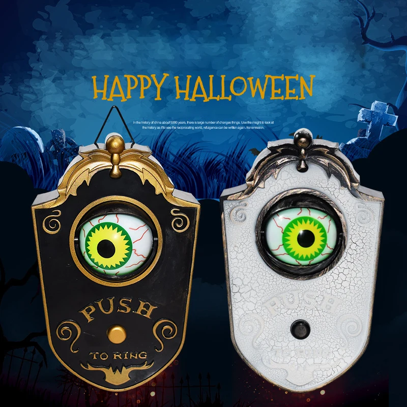 

Halloween One Eyed Doorbell Decoration Horror Props Glowing Hanging Piece for Party Haunted House Rotating Eye Doorbell Decor