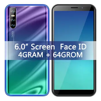 

Original Note 10 Cell Mobile Phones 4GB RAM 64GB ROM Quad Core 13MP 6.0" Smartphones 18:9 Screen Android Face ID unlocked Phone