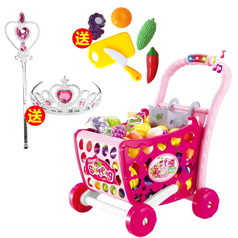 

Children Large Size Shopping Cart Play House Toy Trolley Supermarket Small Men's Model Baby Effective Plastic