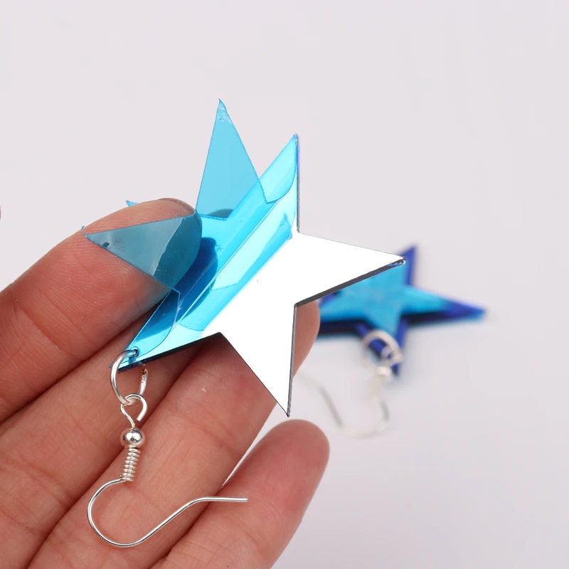 KUGUYS Christmas Sculpture Star Drop Earrings for Women Jewelry Blue Pink Mirror Acrylic Dangle Trendy Funny Accessories drop earrings dangle earrings acrylic earrings