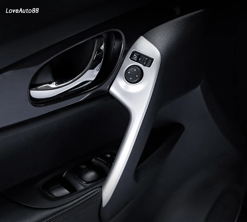 АБС-пластик хром матовой отделкой подлокотник на внутреннюю сторону двери декоративная крышка отделка внутренняя дверная ручка панелей, ручек тянуть Накладка для Nissan X-Trail, T32