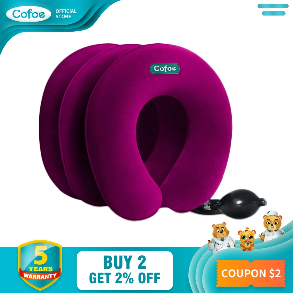 

Cofoe Inflatable Neck Traction Cervical Vertebra Traction 3 Layers Soft Relax Cervical Collar Correct Neck Support Brace
