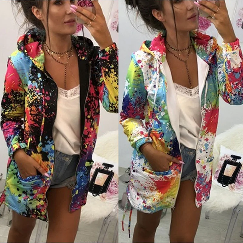 Пальто Tie Dye, женские толстовки с капюшоном и длинным рукавом, толстовка, парка, куртка, пальто, верхняя одежда, пальто