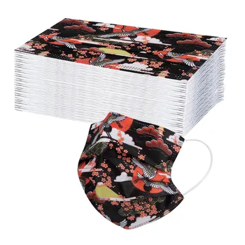 

50pcs Adult Halloween Printing Mask 3 Ply Non-woven Disposable Protection Facemask Non-woven Breathable Mascarillas Masque