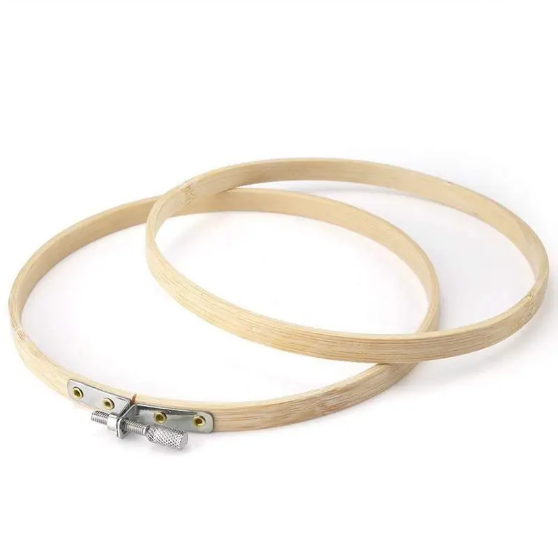 HLZS-12Pcs Bamboo Cross Stitch Hoops Round Embroidery Hoops Adjustable Bamboo Circle Cross Stitch Hoop Wooden Embroidery Circle