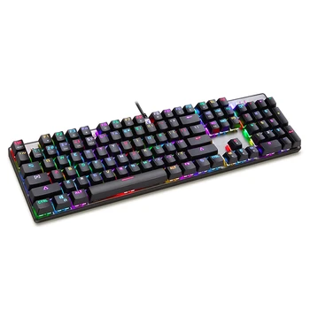 

Motospeed CK104 Gaming Mechanical Keyboard 104keys Russian English Red Switch Blue Metal Wired LED Backlit RGB Tablet Desktop
