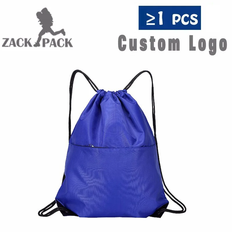 Zackpack нейлоновый рюкзак на шнурке с индивидуальным принтом логотипа, рюкзак для девочек, школьная спортивная водонепроницаемая сумка Mochila DB8 - Цвет: blue without logo
