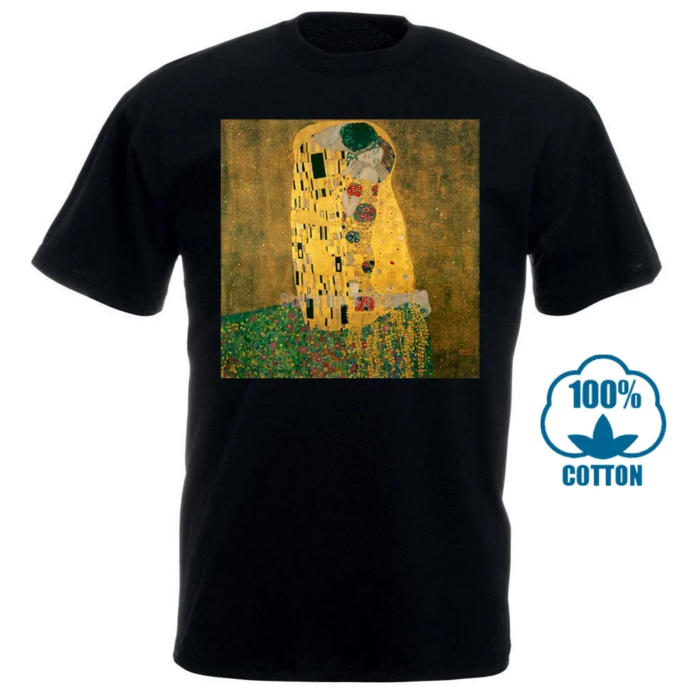 

Hipster Fashion Men T Shirt Gustav Klimt The Kiss Painting T Shirts Men Printing Short Sleeve Crew Neck T Shirt