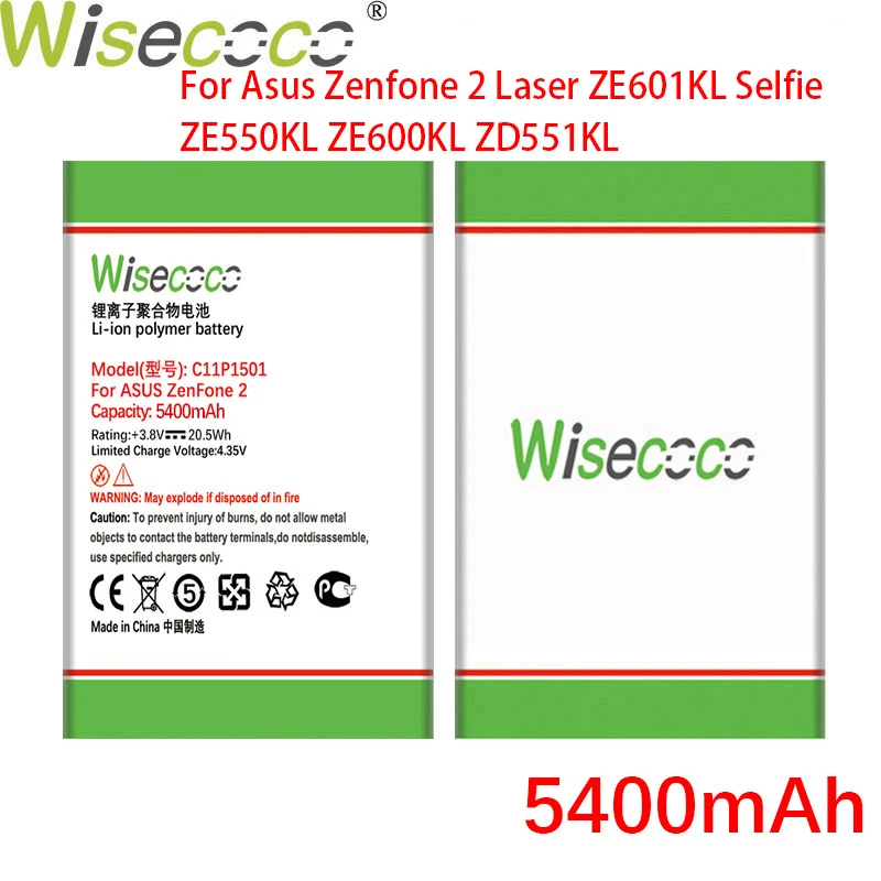 WISECOCO 5400 мАч аккумулятор C11P1501 для Asus Zenfone 2 Laser Zenfone2 ZE601KL Selfie ZE550KL ZE600KL ZD551KL мобильный