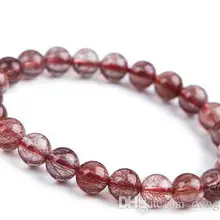 Натуральный бразильский красный волос кварцевый кристалл rutilated жемчужный браслет 7 мм