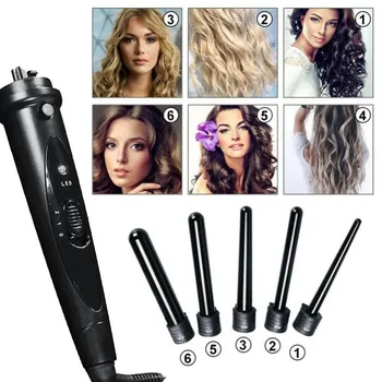 

1 Set Curling Iron 5 In 1 Hair Curler Curling Wand Set Interchangeable Ceramic Barrels With Heat Resistant Glove