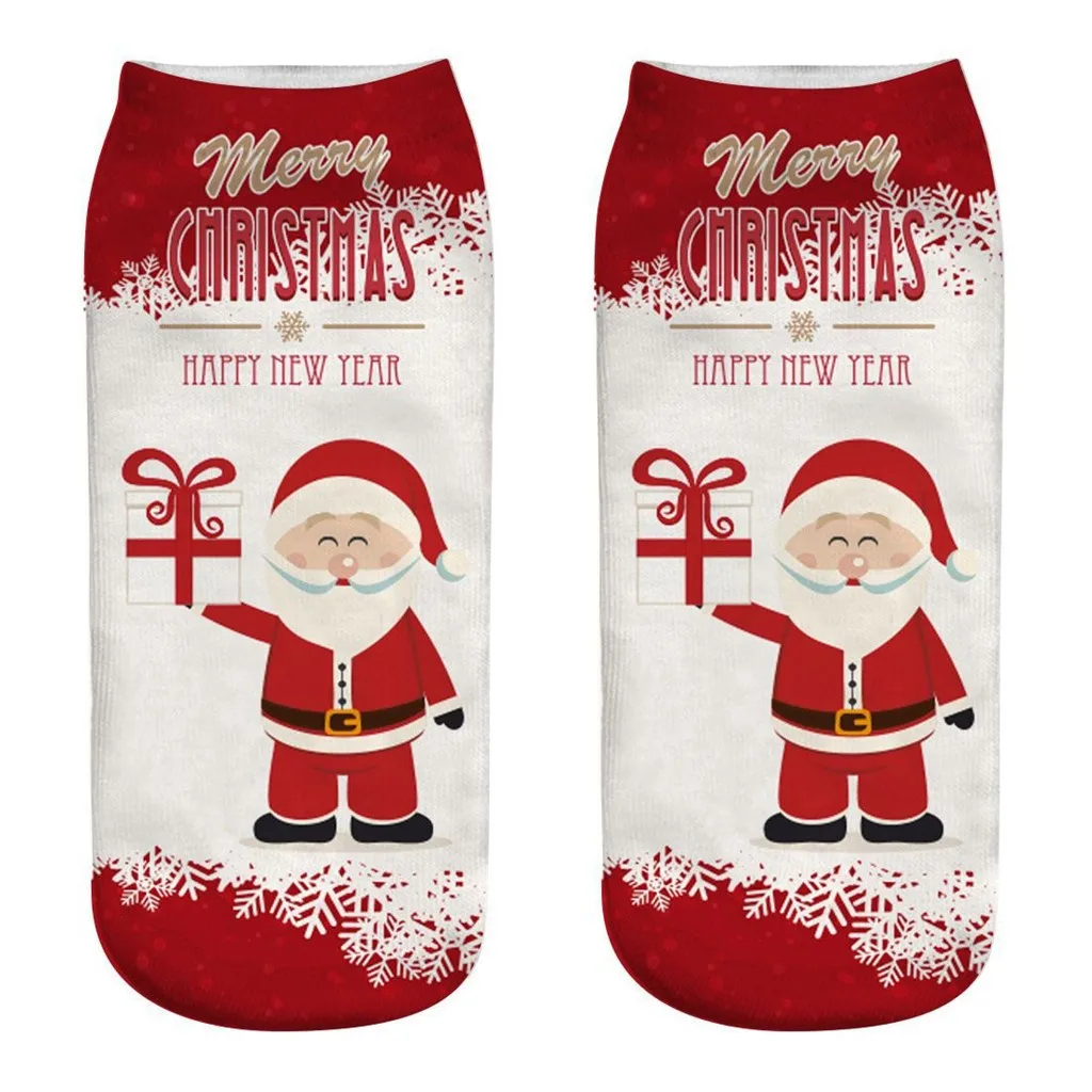 Милые рождественские носки, повседневные носки для работы, 3D Рождественский принт лося, средние Носки, сохраняющие тепло, женские Чулочные изделия, рождественский подарок - Цвет: 1F