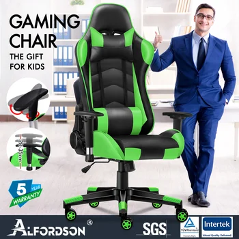

ALFORDSON Gaming Chair Office Executive Racing Seat PU Leather Computer REGAN Green