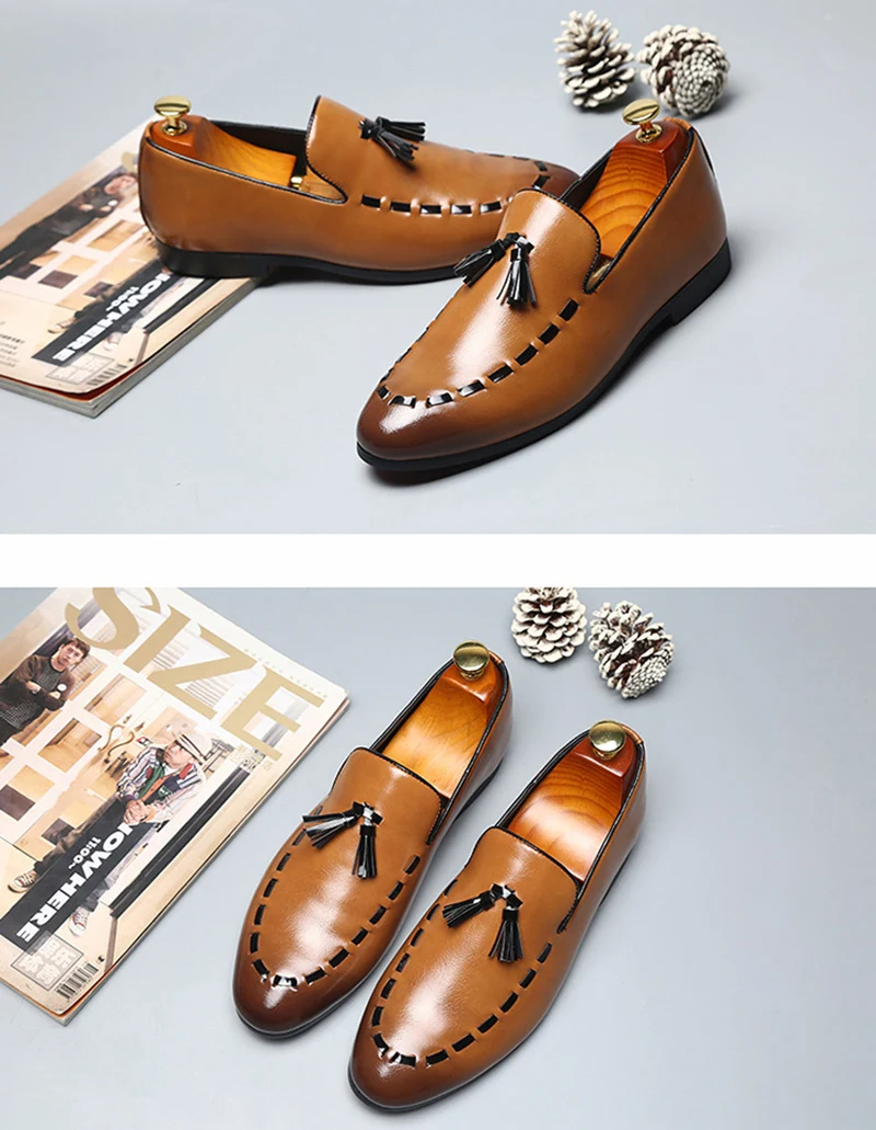 Merkmak/мужские туфли с острым носком; модные модельные туфли с кисточками; мужские лоферы; деловая формальная обувь; мужские вечерние туфли; большие размеры