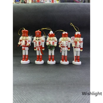 

5Pcs Wooden Nutcracker Puppet Christmas Tree Decoration Glitter Band Doll Desktop Decor Xmas Tree German tale Hanging Ornament
