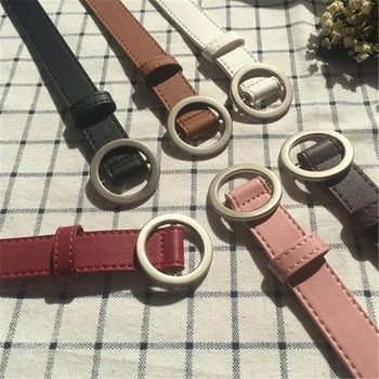 

AWAYTR 2020 Female Fashion Round Buckle Waist Belt Metal Buckle Casual PU Leather Belt Clothes Accessories for Women