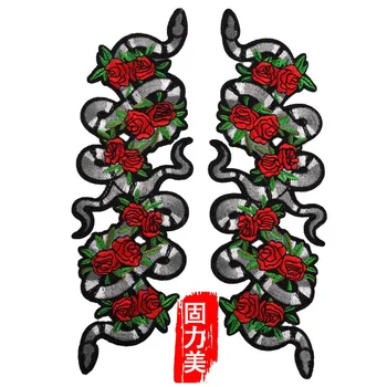 

2pc red rose flower mix with snakes iron on patch