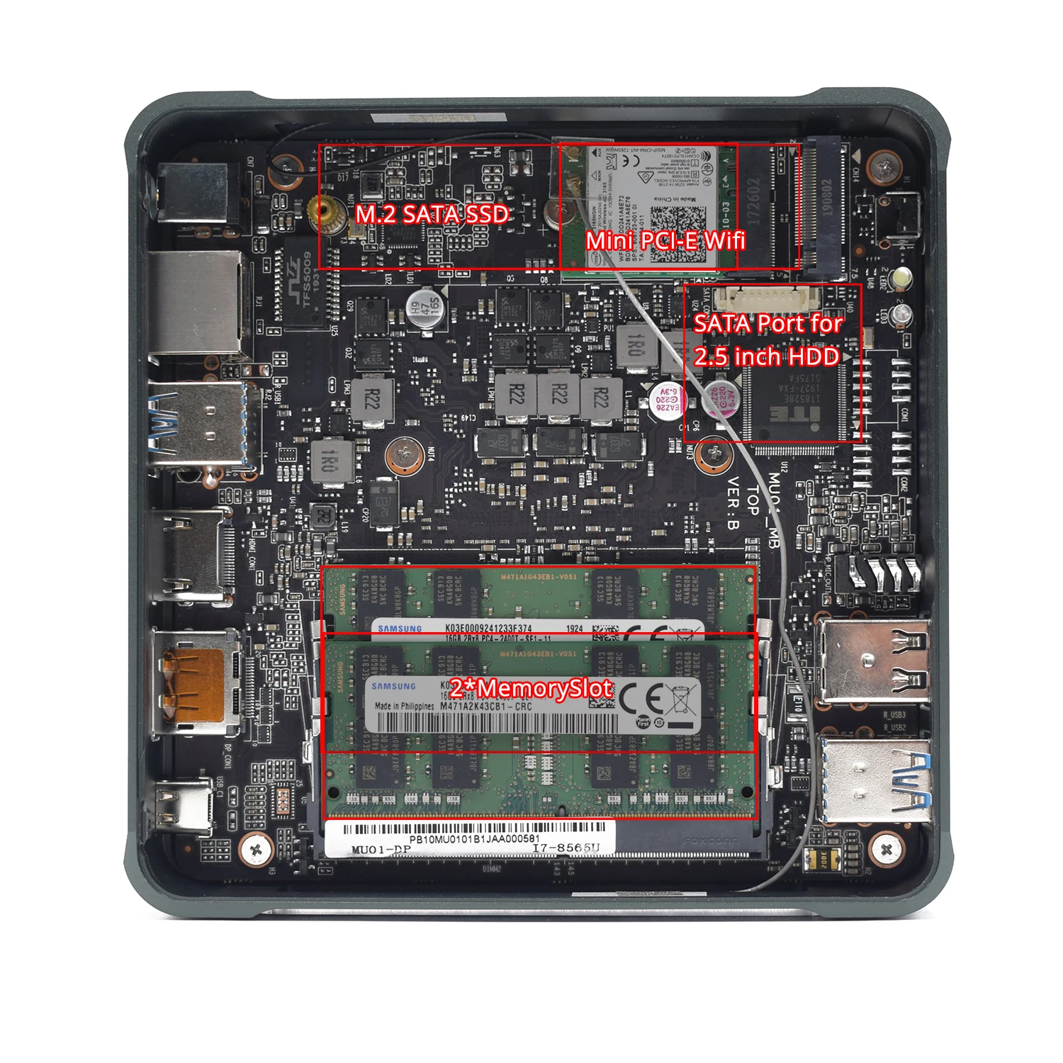 Настольный миниатюрный 8 й процессор Intel Core mini pc i3 i5 i7 8145U 8265U 8565U DDR4 M.2 PCIE NVME SSD 4K UHD tv
