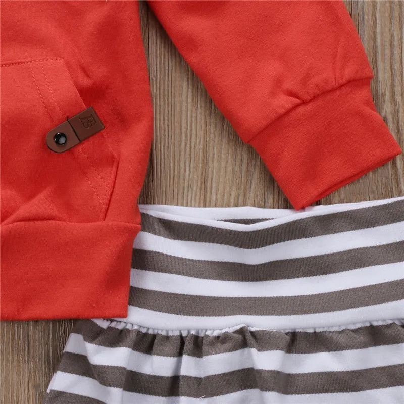 Pudcoco/комплект одежды для мальчиков, топы для новорожденных мальчиков, топ с капюшоном+ штаны в полоску осенне-весенний комплект из 2 предметов для детей от 0 до 24 месяцев