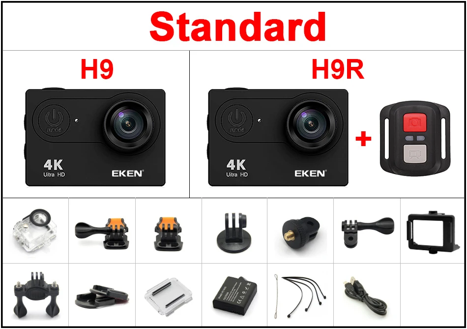 Eken H9R/H9 Экшн-камера 4K 25fps WiFi 2,0 дюймов 170D Водонепроницаемый подводный шлем спортивный набор камер