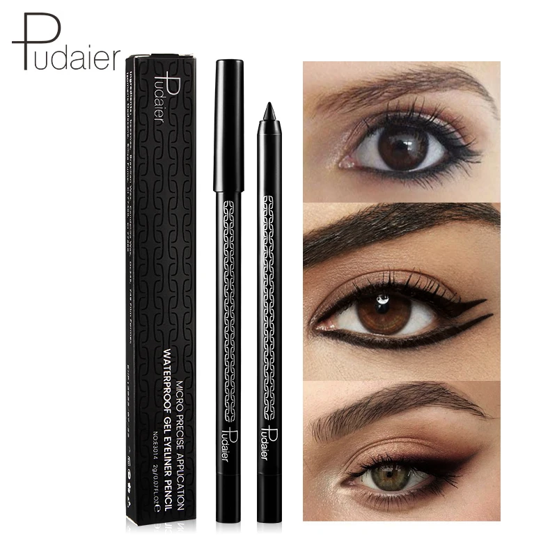 Pudaier Gel Eyeliner Pencil Makeup Waterproof Easy To Wear Matte Black