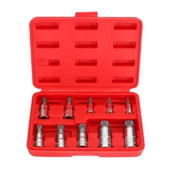 

10pcs Red/Blue XZN12 Point Tamper Proof Socket Adapter Set Triple Square Spline Bit Socket