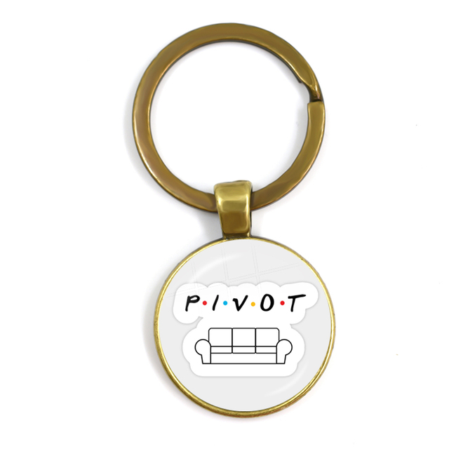 Friends TV Show Pendant Keychain Character Cartoon Fun Pattern 25mm Glass Cabochon Key Ring Keyholder Good Friend Gift