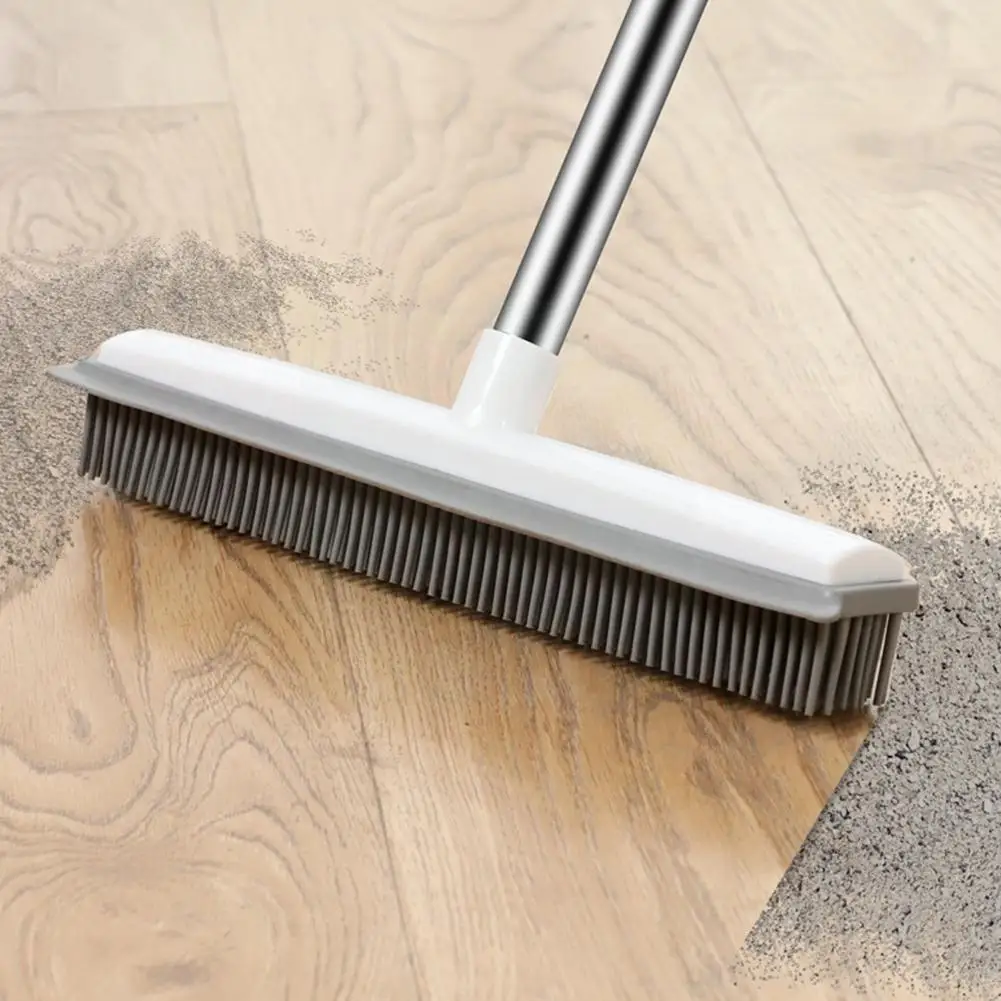 Floor Hair Broom Dust Scraper & Pet Rubber Brush Carpet No Sweeper Tool