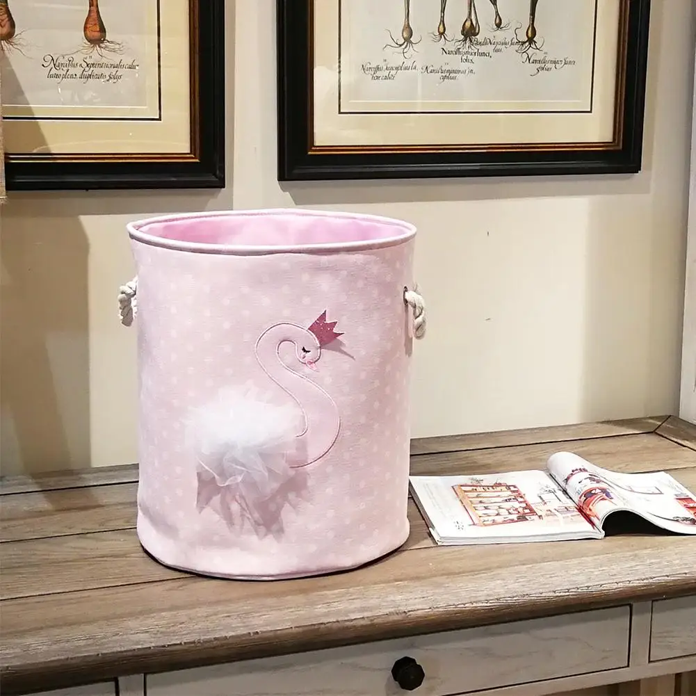 

Foldable Laundry Basket For Dirty Clothes Pink Swan Shape Toys Baskets Bag Organizer Kids Home Storage Basket Organization