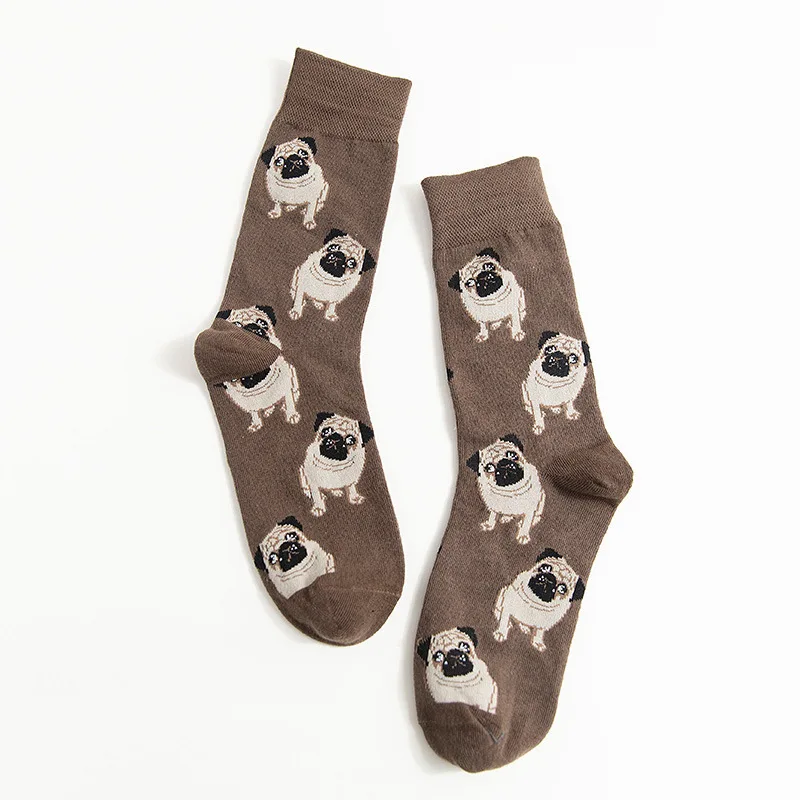 Cartoon Animal Pug Fox Streetwear Skateboard Funny Pattern Novelty Winter Female Cotton Socks Warm Short Happy Women Men Socks