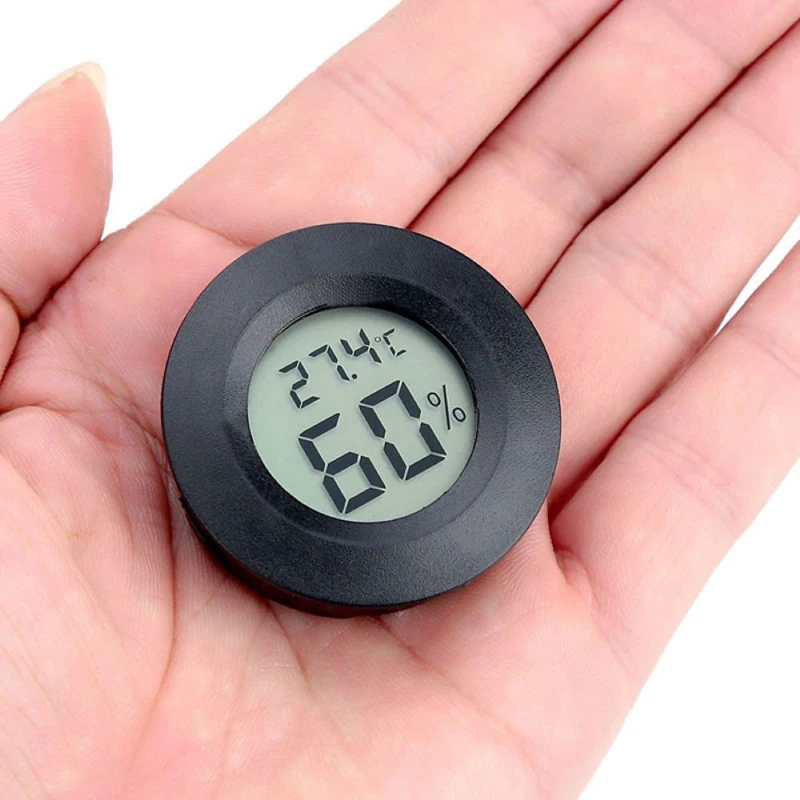 Mini termómetro Digital para interiores, higrómetro redondo, LCD, para cocina, congelador, mascotas, Sensor de temperatura para coche, 1 ud.