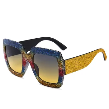 

Brand Designers Multicolor Frame Broad Square Lens Glassess Big Frame Sunglasses Fashion Sun Glasses Multicolor Gradient Lens