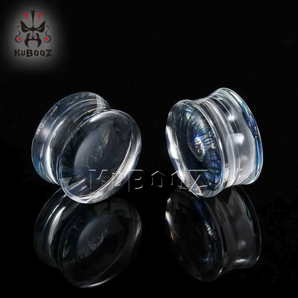 Hot Sell Acylic Transparent Piercing Ear Plugs Beauty Lotus Logo Body Jewellry Fashion Gift For Man Women Sell In Pair