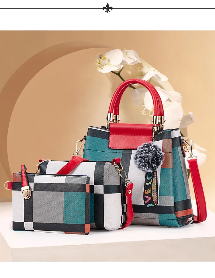 Модный комплект из 4 предметов, Женская композитная сумка из искусственной кожи, женская наплечная сумка на плечо, сетчатая сумка-мессенджер, ручная сумка#197388