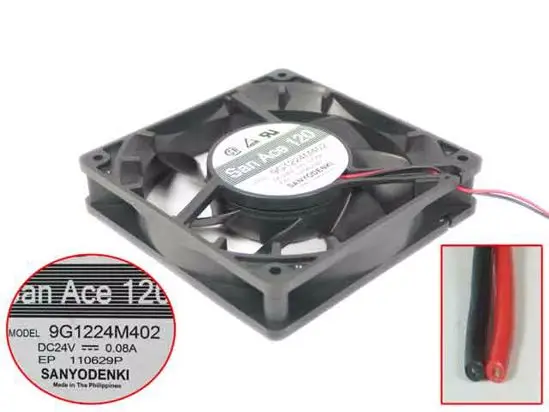 

Двухпроводной Вентилятор охлаждения сервера Sanyo Denki 9G1224M402 DC 24V 0.08A 120x120x25 мм