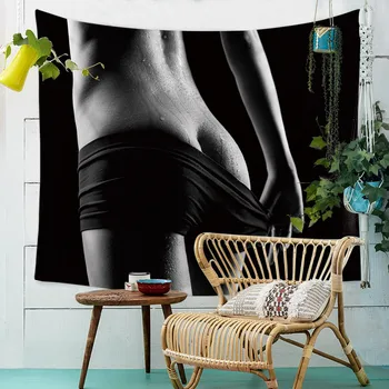 

Sexy Buttocks Tapestry Cute Butt Lace Grid Pants Fun Handcuffs Tan Skin Sweat Nordic Style Hanging