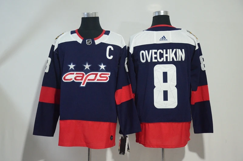 Топ A+++ Сшитый,, мужские футболки для взрослых, 8, Alex Ovechkin 77 TJ Oshie Jersey