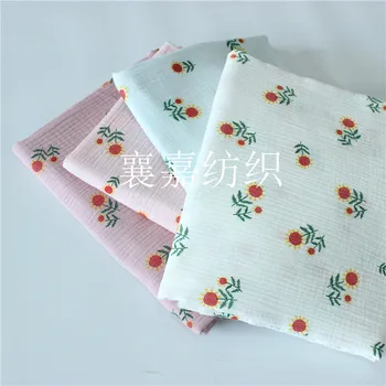 

Cotton and Linen Crepe Cloth Double Gauze Printed Children's Clothing Cloth Bubble Yarn Mosquito-proof Pants Pajamas Fabric