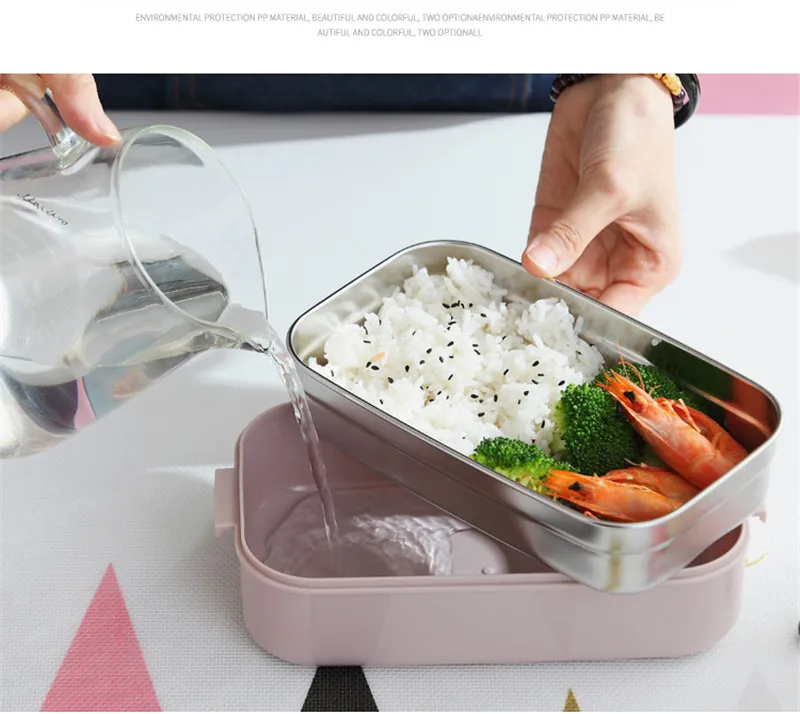 2 слоя коробки для ланча для детей японский 304 из нержавеющей стали Bento box герметичный детский Bento Ланч-бокс контейнер для еды, судок